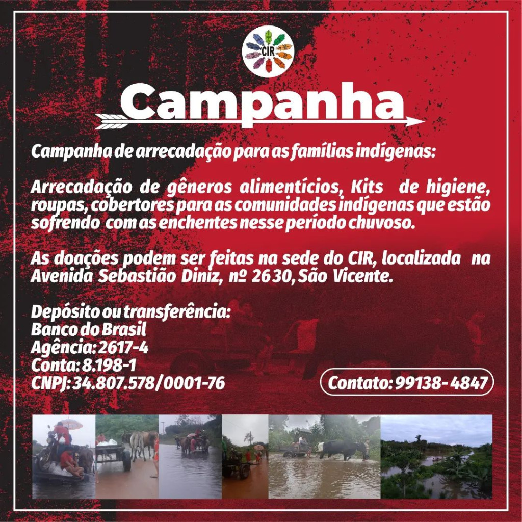 Campanha de arrecadação para as famílias indígenas