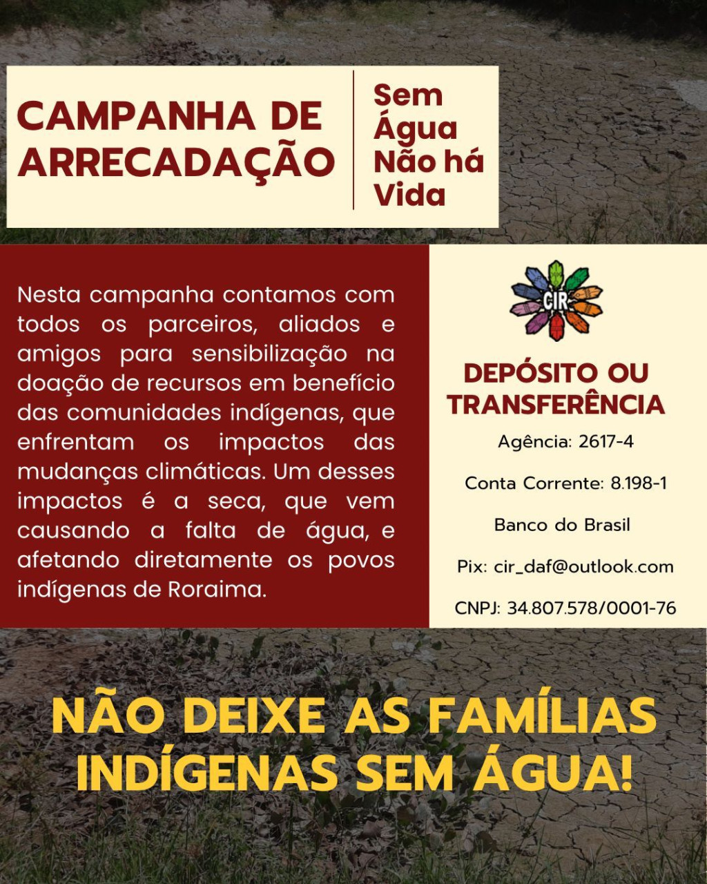 CAMPANHA: NÃO DEIXE AS FAMÍLIAS INDÍGENAS SEM ÁGUA