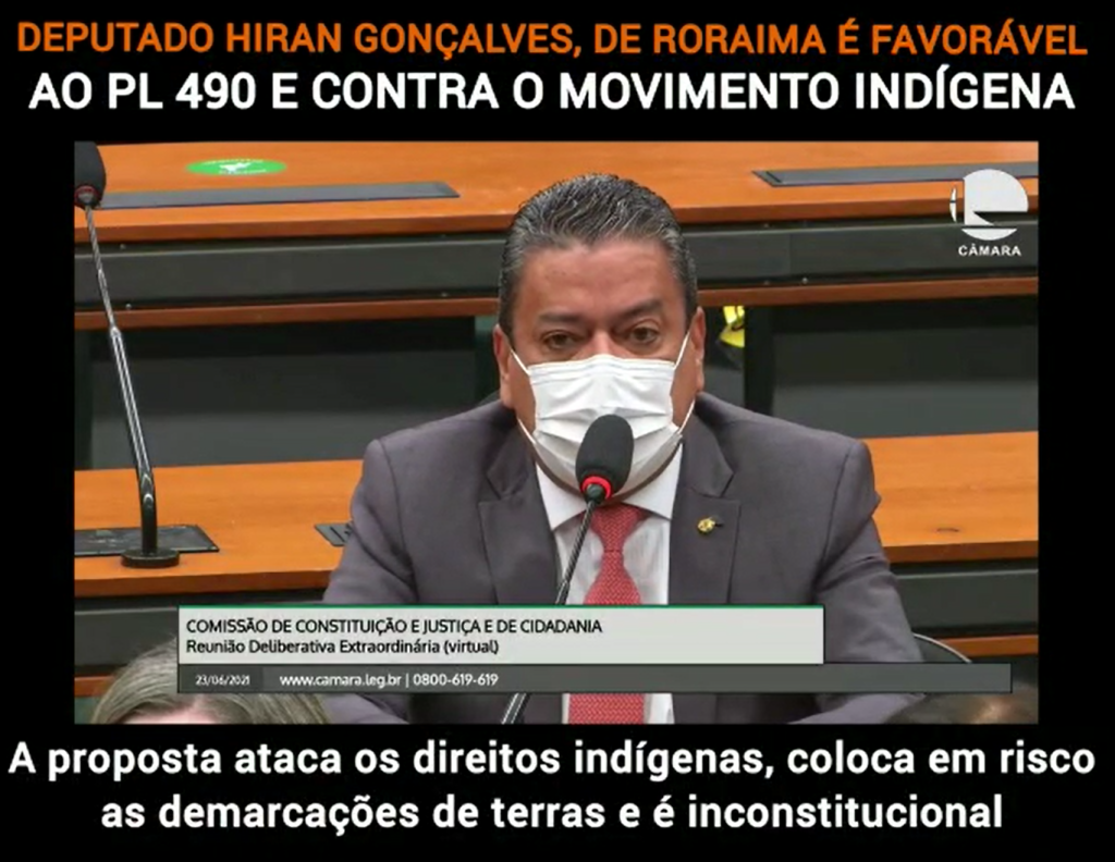 Nota de Repúdio as declarações do Deputado Federal Hiran Gonçalves (PP/RR) na CCJC contra os povos indígenas de Roraima