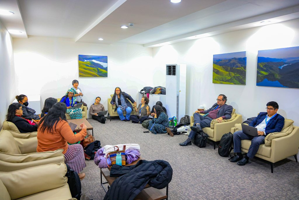 NA COP 29, EM REUNIÃO MEDIADA PELO CAUCUS INDÍGENAS, LIDERANÇAS DISCUTEM ESTRATÉGIAS PARA A COP 30 NO BRASIL