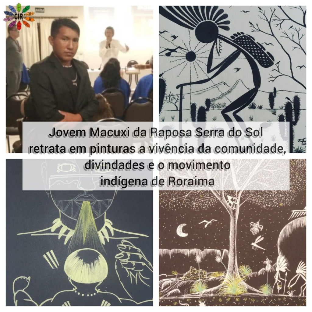 Jovem Macuxi da Raposa Serra do Sol retrata em pinturas a vivência da comunidade, divindades e o movimento indígena de Roraima
